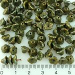Bell Flower Caps Czech Beads - Nebula Opaque Olive Green - 7mm