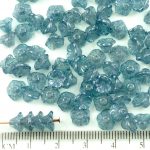 Bell Flower Caps Czech Beads - Crystal Gray Blue Luster - 7mm