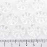 Large Flat Flower Sun Coin Round Focal Pendant Czech Beads - Crystal Clear - 18mm