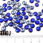 Disc Flat Disk One Hole Czech Beads - Crystal Blue Azure Metallic Half - 6mm