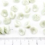 Bell Flower Lily Of The Valley Caps Czech Large Beads - White Alabaster Opal Green Luster - 10mm