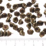 Bell Flower Caps Czech Beads - Picasso Brown Opaque Chocolate - 7mm