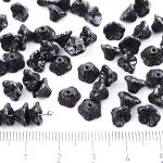 Bell Flower Caps Czech Beads - Picasso Opaque Jet Black Luster - 7mm