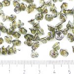 Bell Flower Caps Czech Beads - Picasso Crystal Brown Fern Green - 7mm