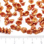 Bell Flower Caps Czech Beads - Gold Shine Red Gold Matte Pearl - 7mm