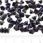 Bell Flower Caps Czech Beads - Metallic Blue Azure Opaque Jet Black Half - 7mm