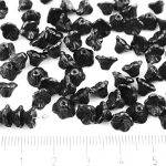 Bell Flower Caps Czech Beads - Opaque Jet Black - 7mm