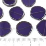 Coin Round Window Table Cut Flat Czech Beads - Picasso Brown Crystal Dark Purple Tanzanite - 22mm