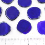 Coin Round Window Table Cut Flat Czech Beads - Picasso Brown Opaque Deep Midnight Blue Dark Cobalt - 22mm