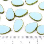 Teardrop Flat Window Table Cut Czech Beads - Picasso Brown Opaque Turquoise Blue - 18mm