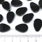 Teardrop Flat Window Table Cut Czech Beads - Picasso Brown Opaque Jet Black - 18mm