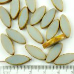 Oval Petal Flat Window Table Cut Czech Beads - Picasso Brown Opaque Gray Grey - 18mm