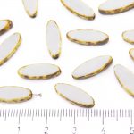 Oval Petal Flat Window Table Cut Czech Beads - Picasso Brown Opaque Gray Grey - 16mm