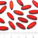 Oval Petal Flat Window Table Cut Czech Beads - Picasso Brown Orange Striped Rustic - 16mm