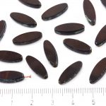 Oval Petal Flat Window Table Cut Czech Beads - Picasso Brown Opaque Dark Chocolate - 16mm