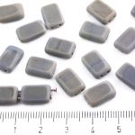 Rectangle Rustic Table Cut Flat Two Hole Czech Beads - Matte Opaque Gray - 12mm