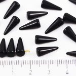Spike Cone Drop Large Czech Beads - Opaque Jet Black - 13mm
