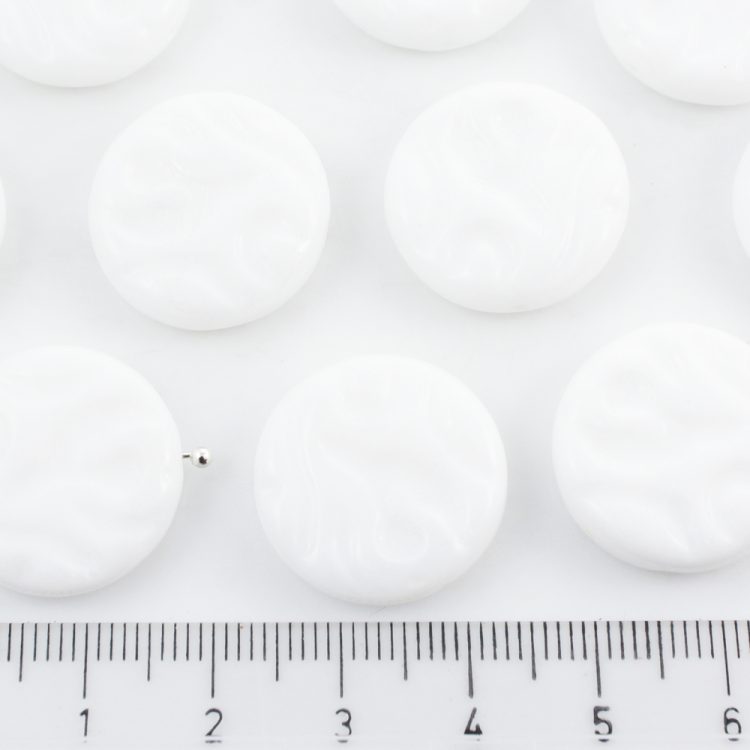 Flat Round Coin 1-hole glass beads, 8mm, Czech Republic, Dirty White - –
