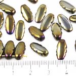 Czech Serrated Carved Dagger Flat Leaf Beads - Metallic Iris Bronze Purple - 13mm
