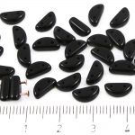 Crescent Moon Shaped Two Hole Czech Beads - Opaque Jet Black - 8mm
