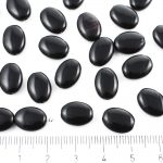 Flat Oval Czech Beads - Opaque Jet Black - 12mm