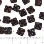 Window Table Cut Flat Carved Square Czech Beads - Picasso Dark Crystal Yellow - 0.1x0.1x0.1cm