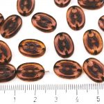 Oval Window Table Cut Flat Dots Czech Beads - Picasso Brown Crystal Yellow Amethyst Purple - 14mm