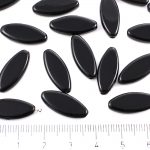 Flat Oval Petal Czech Beads - Opaque Jet Black - 20mm