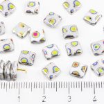 Square Paillettes Squarelet One Hole Chips Czech Beads - Chalk Vitrail White Half - 6mm