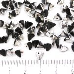 Half Pinch Large Czech Beads - Opaque Jet Black Metallic Silver Labrador Half - 7mm
