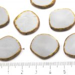 Coin Round Window Table Cut Flat Czech Beads - Picasso Brown Opaque Light Gray Grey - 22mm