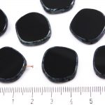 Coin Round Window Table Cut Flat Czech Beads - Picasso Brown Opaque Jet Black - 22mm