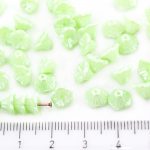 Bell Flower Caps Czech Beads - Pastel Pearl Light Peridot Green - 7mm
