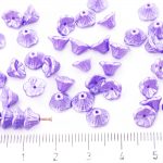 Bell Flower Caps Czech Beads - Pastel Pearl Light Purple Amethyst - 7mm