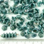 Bell Flower Caps Czech Beads - Opaque Turquoise Green Nebula Purple - 7mm