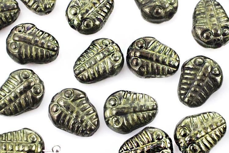 Flat Trilobite Fossil Marine Czech Beads