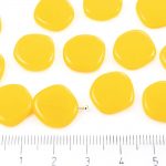 Round Coin Flat Czech Beads - Amber Opal Light Yellow - 15mm