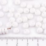 Lentil Czech Flat Round One Hole Beads - Opaque White Alabaster - 6mm