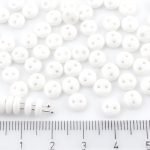 Lentil Round Flat Czech Two Hole Beads - White Alabaster Opal Luster - 6mm