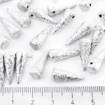 Spike Cone Drop Large Czech Beads - Metallic Silver - 17mm