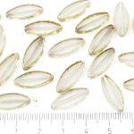 Oval Petal Flat Window Table Cut Czech Beads - Picasso Terracotta Silver Spotted Crystal Smoked Gray - 18mm