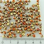 Round Faceted Fire Polished Czech Beads - California Gold Rush - 4mm