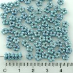 Forget-Me-Not Flower Czech Small Flat Beads - Gray Blue Luster - 5mm