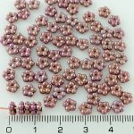 Forget-Me-Not Flower Czech Small Flat Beads - Purple Luster Vega - 5mm