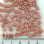 Forget-Me-Not Flower Czech Small Flat Beads - Picasso Pink Brown Luster Terracotta - 5mm