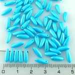 Dagger Leaf Czech Beads - Pearl Shine Aqua Light Blue - 11mm