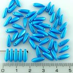 Dagger Leaf Czech Beads - Pearl Shine Azuro Blue - 11mm