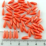 Dagger Leaf Czech Beads - Pearl Shine Light Coral Red - 11mm