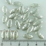 Dagger Leaf Czech Beads - Crystal Patina Silver - 16mm