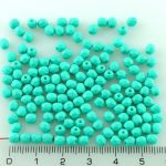 Round Faceted Fire Polished Czech Beads - Matte Turquoise Green - 4mm